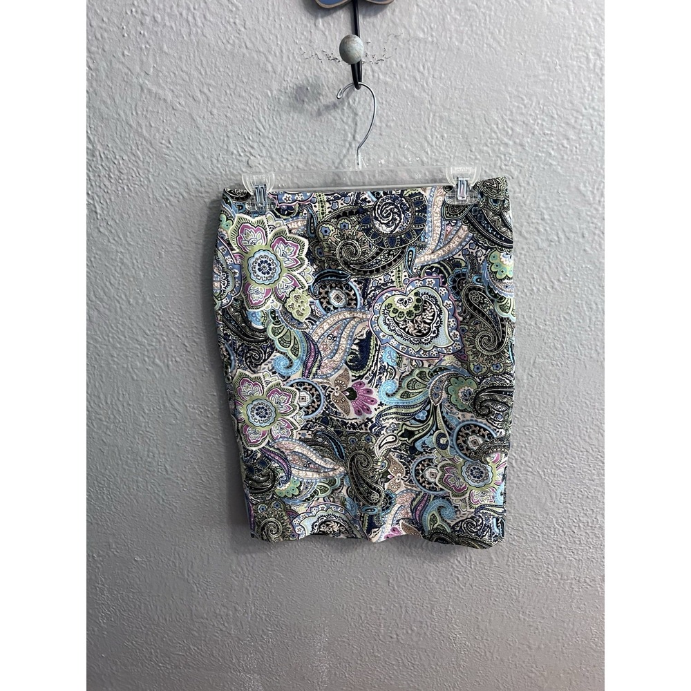 Talbots Womens Skirt Size 2 Multi Color Paisley Back Zip‎ Lined